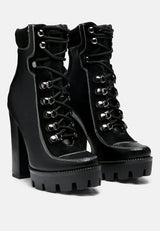 yeti high heel lace up biker boots by London Rag