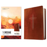The Message Deluxe Gift Bible (Leather-Look, Dark Brown Gold Cross): The Bible in Contemporary Language
