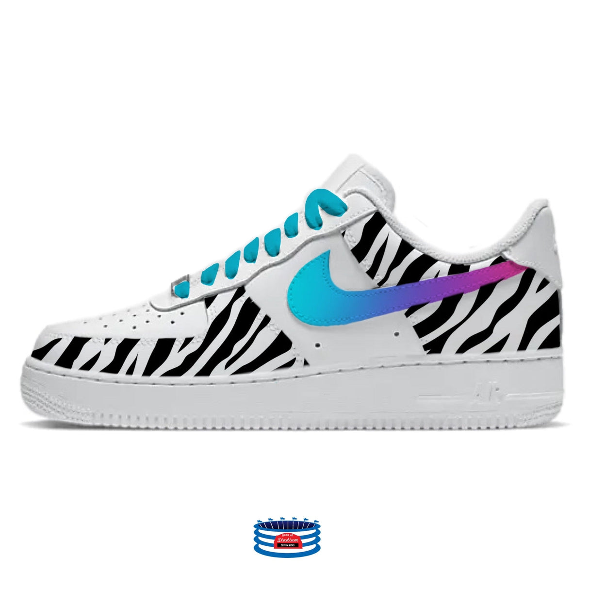 "Zebra" Nike Air Force 1 Low Shoes by Stadium Custom Kicks