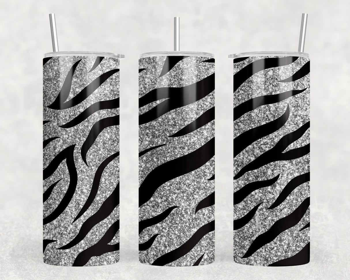 Zebra Print  - 20 oz Steel Skinny Tumbler - Optional Blue Tooth Speaker - Speaker Color will Vary by Rowdy Ridge Co