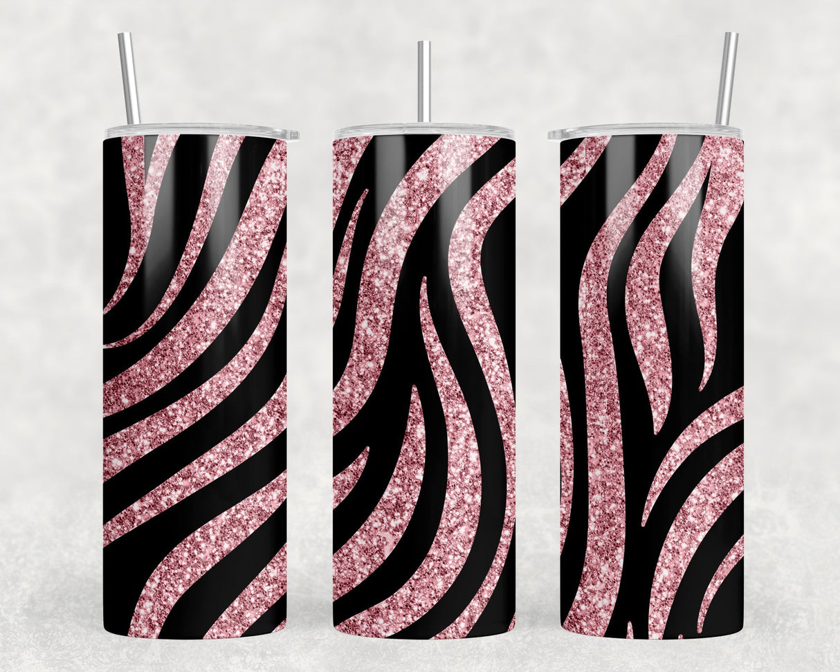 Zebra Stripes - 20 oz Steel Skinny Tumbler - Optional Blue Tooth Speaker - Speaker Color will Vary by Rowdy Ridge Co