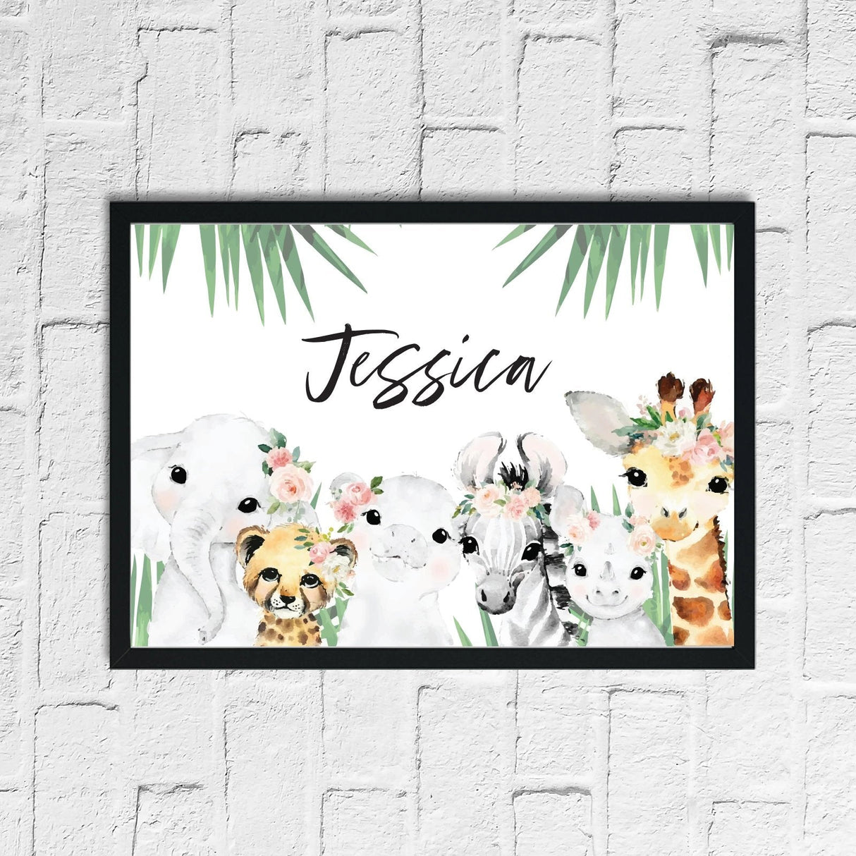 Personalised Wild Zoo Animals Children's Room Wall Decor Print by WinsterCreations™ Official Store