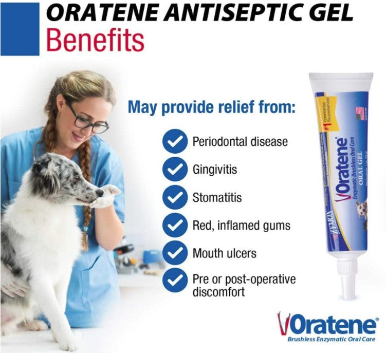 Zymox Oratene Enzymatic Oral Gel - Non-Irritating Pet Antiseptic Dental Care by Dog Hugs Cat