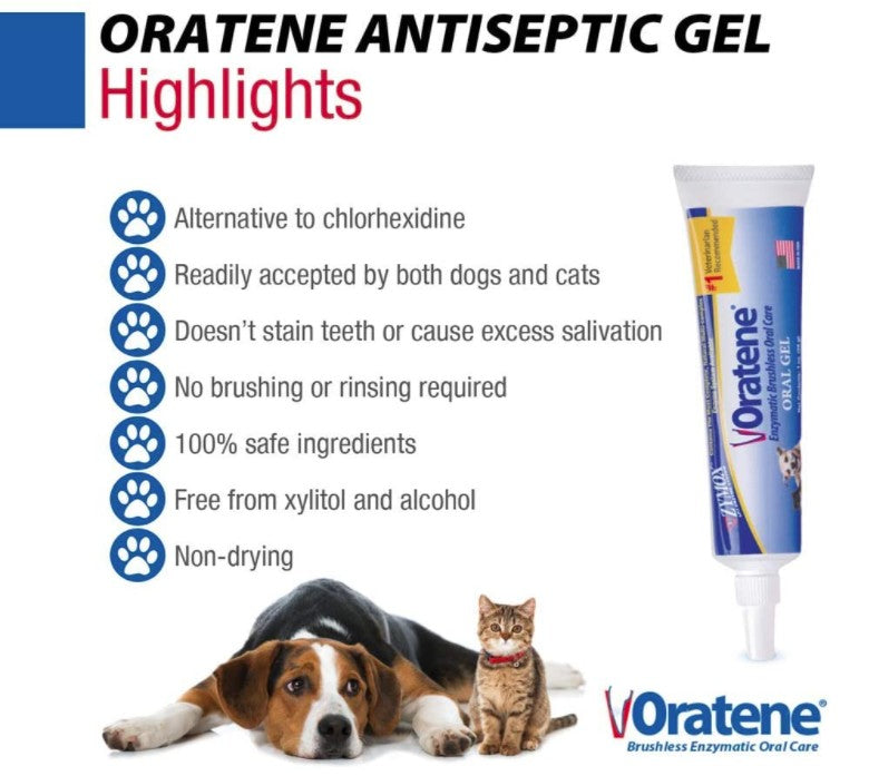 Zymox Oratene Enzymatic Oral Gel - Non-Irritating Pet Antiseptic Dental Care by Dog Hugs Cat