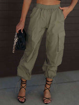 High Waist Drawstring Pants with Pockets