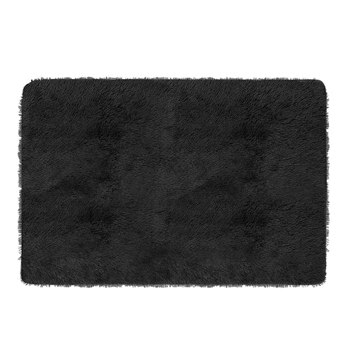 Fluffy Bedroom Rug 4’ x 2.6’ Anti-Skid Shaggy Area Rug Decorative Floor Carpet Mat for Nursery Bedroom Living Room - Black