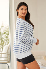 Plus Size Striped Round Neck Long Sleeve T-Shirt