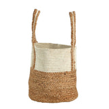 14” Boho Chic Basket Natural Cotton and Jute with Handles by Nearly Natural - Vysn