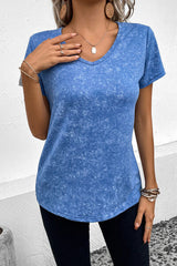 Heathered V-Neck Short Sleeve T-Shirt