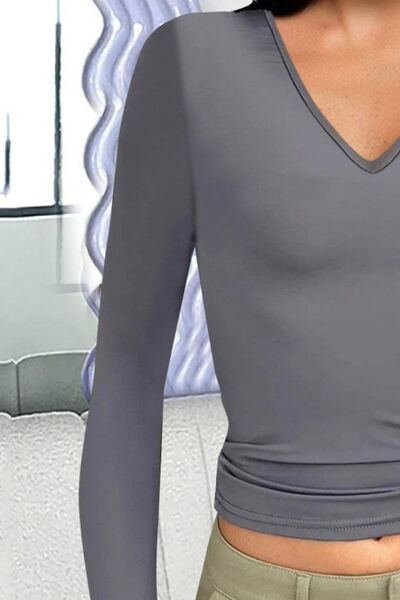 V-Neck Long Sleeve T-Shirt