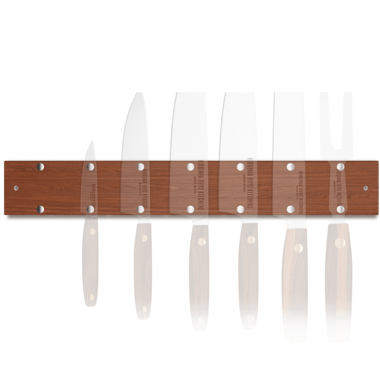 16" Wall Mounted Magnetic Walnut Wood Knife Rack - Holds 7 Knives by Virginia Boys Kitchens - Vysn