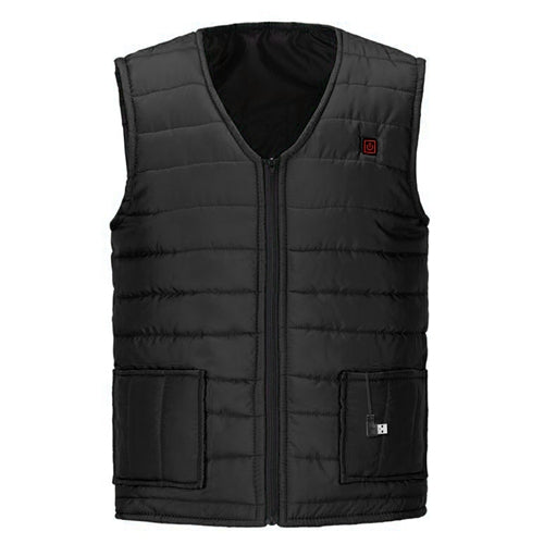 Heat Jacket Vest 3 Heating Gear Adjustable USB Heated Vest Warm Heat Coat Vest w/ 5 Heating Pads For Men Women Winter Outdoor Activity - Black - XL