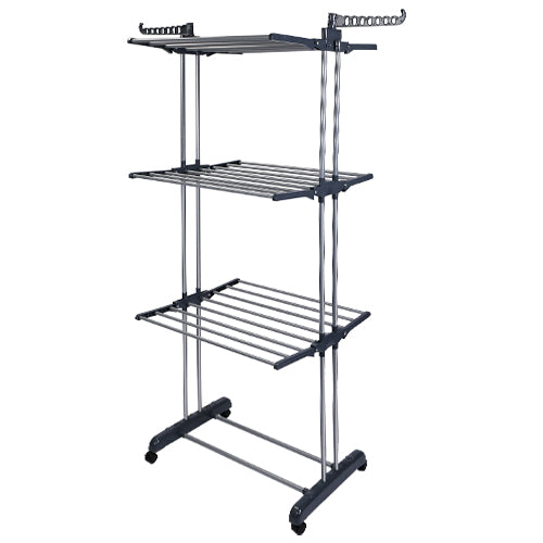 Clothes Drying Rack Rolling Collapsible Laundry Dryer Hanger Stand Rail Shelve
Wardrobe Clothing Drying Racks w/ Dual Side Wings - Black