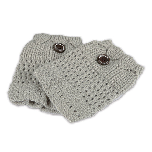 Women Winter Crochet Knit Leg Warmers - Gray