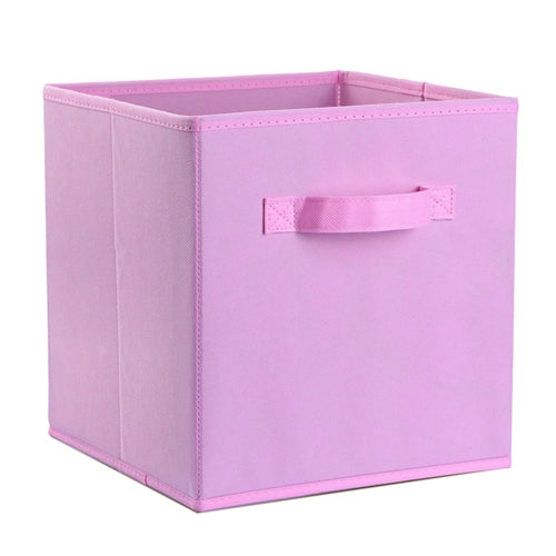 4 Pack Foldable Storage Cube Bins Cloths Closet Space Organizer Basket Shelves Box for Clothes Toys Books Cabinet - Pink