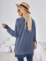 Contrast Mock Neck Long Sleeve T-Shirt