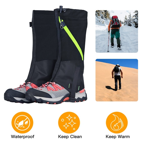 Leg Gaiters Waterproof Snow Boot Gaiters Snow Legging Shoe Gaiters Leg Cover for Walking Hunting Mountain Climbing Snowshoeing - Black