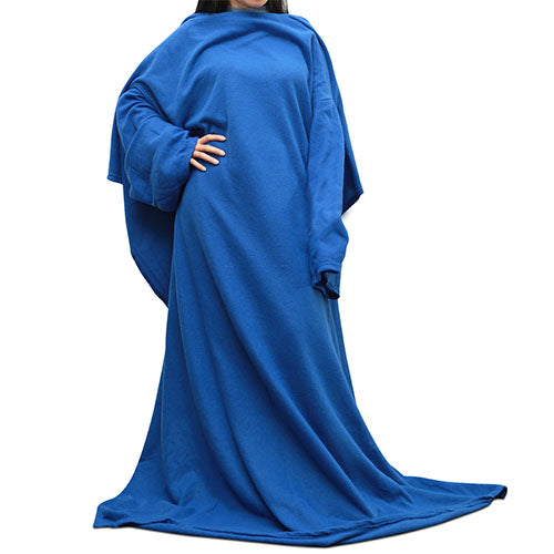 Wearable Fleece Blanket with Sleeves Cozy Warm Microplush Sofa Blanket Extra Soft Lightweight for Adult Women Men 3 Colors - Blue