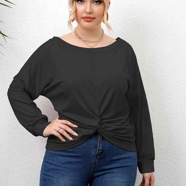 Plus Size Twisted Drop Shoulder T-Shirt