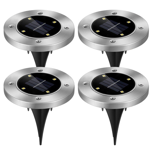 4pcs Solar Ground Light Waterproof Buried Light In-Ground Path Deck Lawn Patio Light 4LED - Black