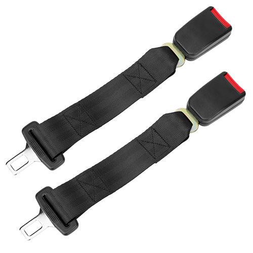 2Pcs Car Seat Belt Extender 14.37in Buckle Tongue Webbing Extension Safety Belt Auto Belt Clip Lengthening - Black