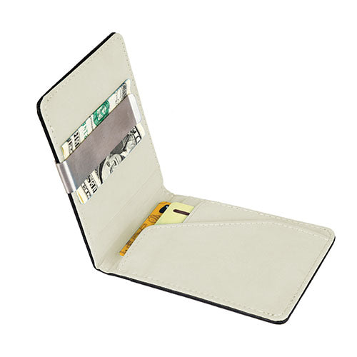 Unisex PU Leather Wallet RFID Blocking Slim Bifold Credit Card Holder with Money Clip - White