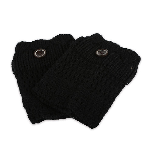 Women Winter Crochet Knit Leg Warmers - Black