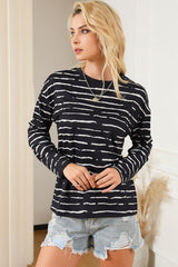 Striped Round Neck Long Sleeve T-Shirt