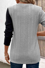 Contrast Long Sleeve Knit Top