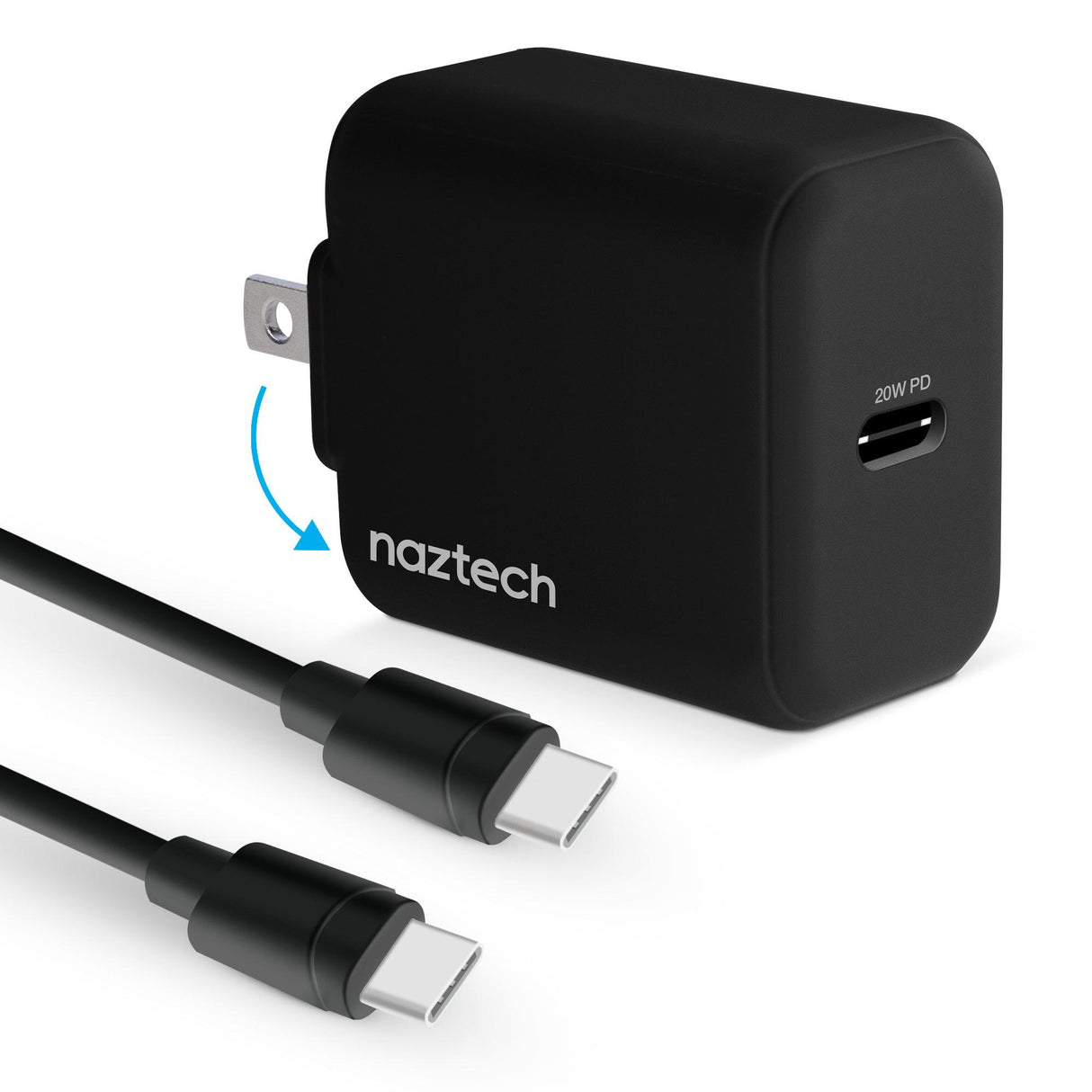 20W PD Wall Charger + USB-C to USB-C 4ft Cbl BLK - Vysn