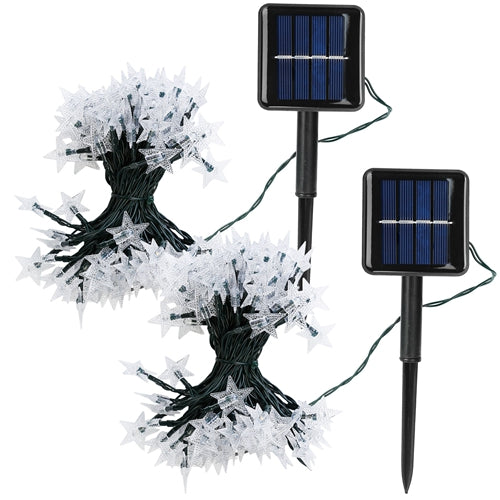 2Pcs Solar Powered String Lights 39.3FT 100LED Beads Fairy Star Lights IP65 Waterproof Decorative Garden Party Christmas Tree Stake Lamps w/ 8 Lightin - Black