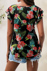 Printed Round Neck Short Sleeve T-Shirt