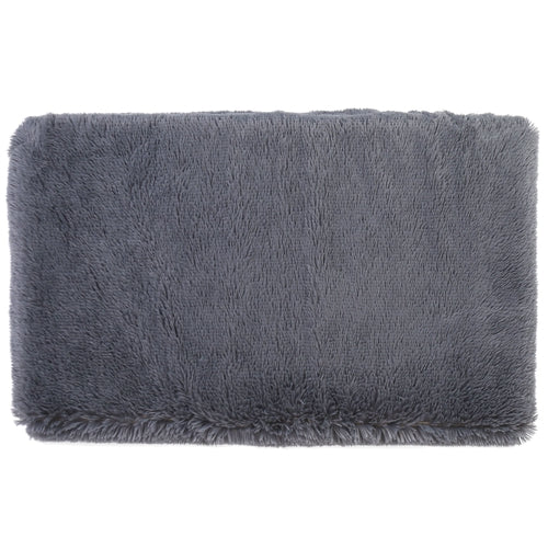 Dog Bed Soft Plush Cushion Cozy Warm Pet Crate Mat Dog Carpet Mattress with Long Plush for S/M Dogs - Dark Gray