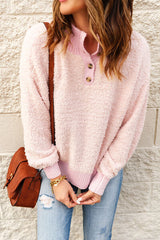 Mock Neck Quarter Button Sweater