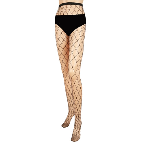 Women Fishnet Tights Sexy High Waist Fishnet Pantyhose Stretchy Mesh Hollow Out Tights Stockings w/ Small Medium Large Hole Choices - Large