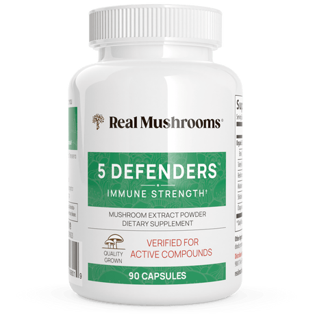 5 Defenders Organic Mushroom Blend Capsules by Real Mushrooms - Vysn