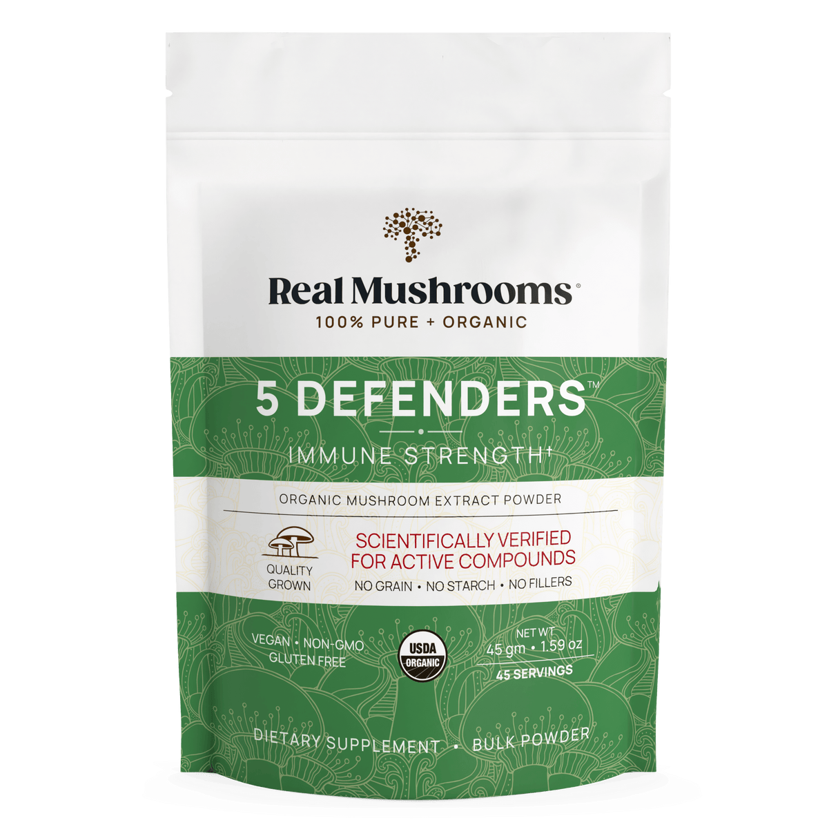 5 Defenders Organic Mushroom Complex – Bulk Powder by Real Mushrooms - Vysn