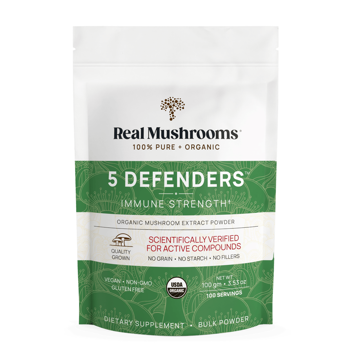 5 Defenders Organic Mushroom Complex – Bulk Powder by Real Mushrooms - Vysn