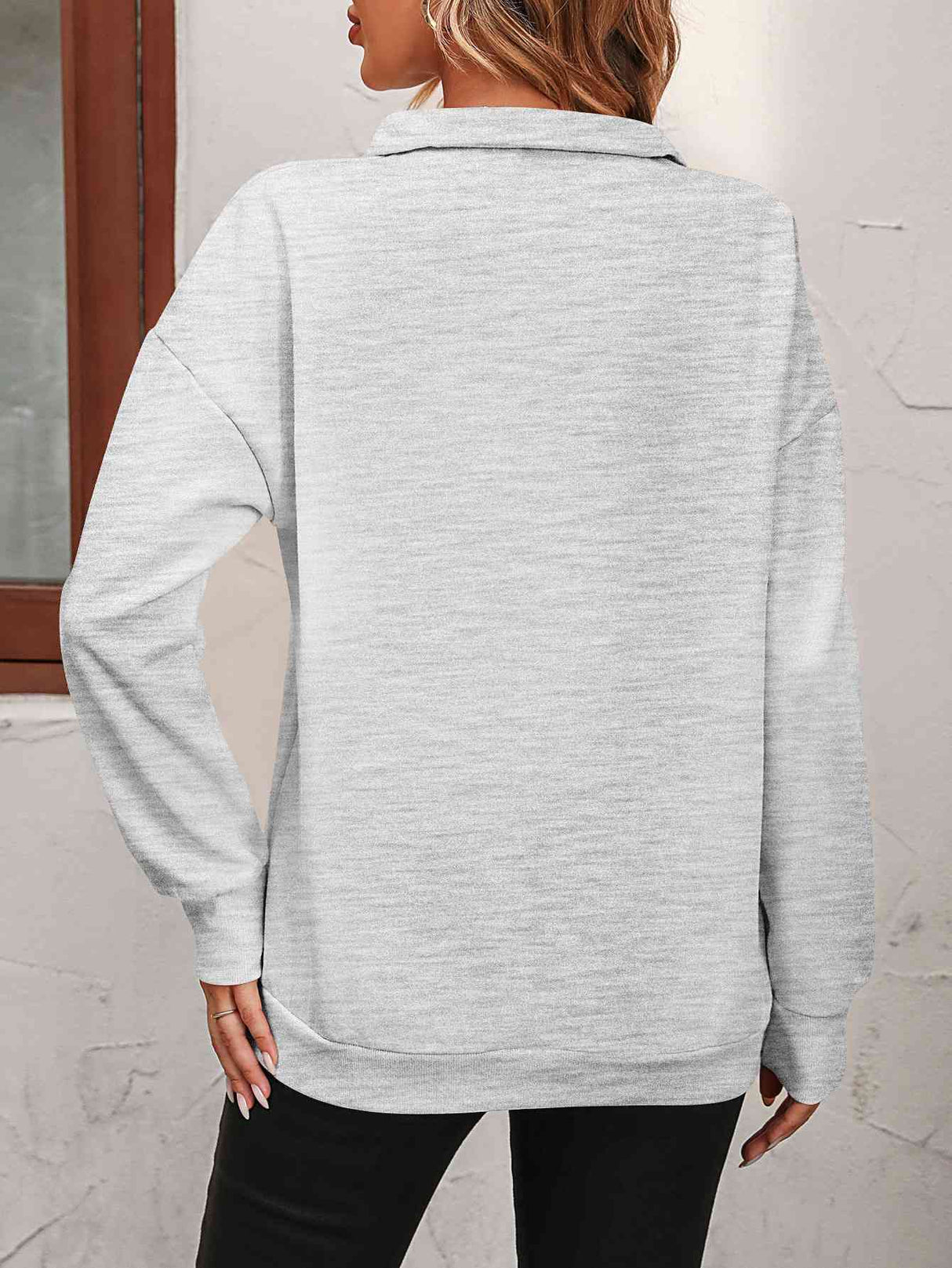 Zip-Up Dropped Shoulder Sweatshirt