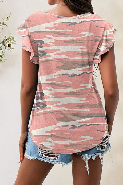 Printed Round Neck Short Sleeve T-Shirt