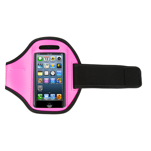 Phone Armband Case Adjustable Sweat-Resistant Armband Phone Holder Fit for iPhone5 Or Cellphones Under 4in For Running Jogging Riding Hiking Gym - Hot Pink