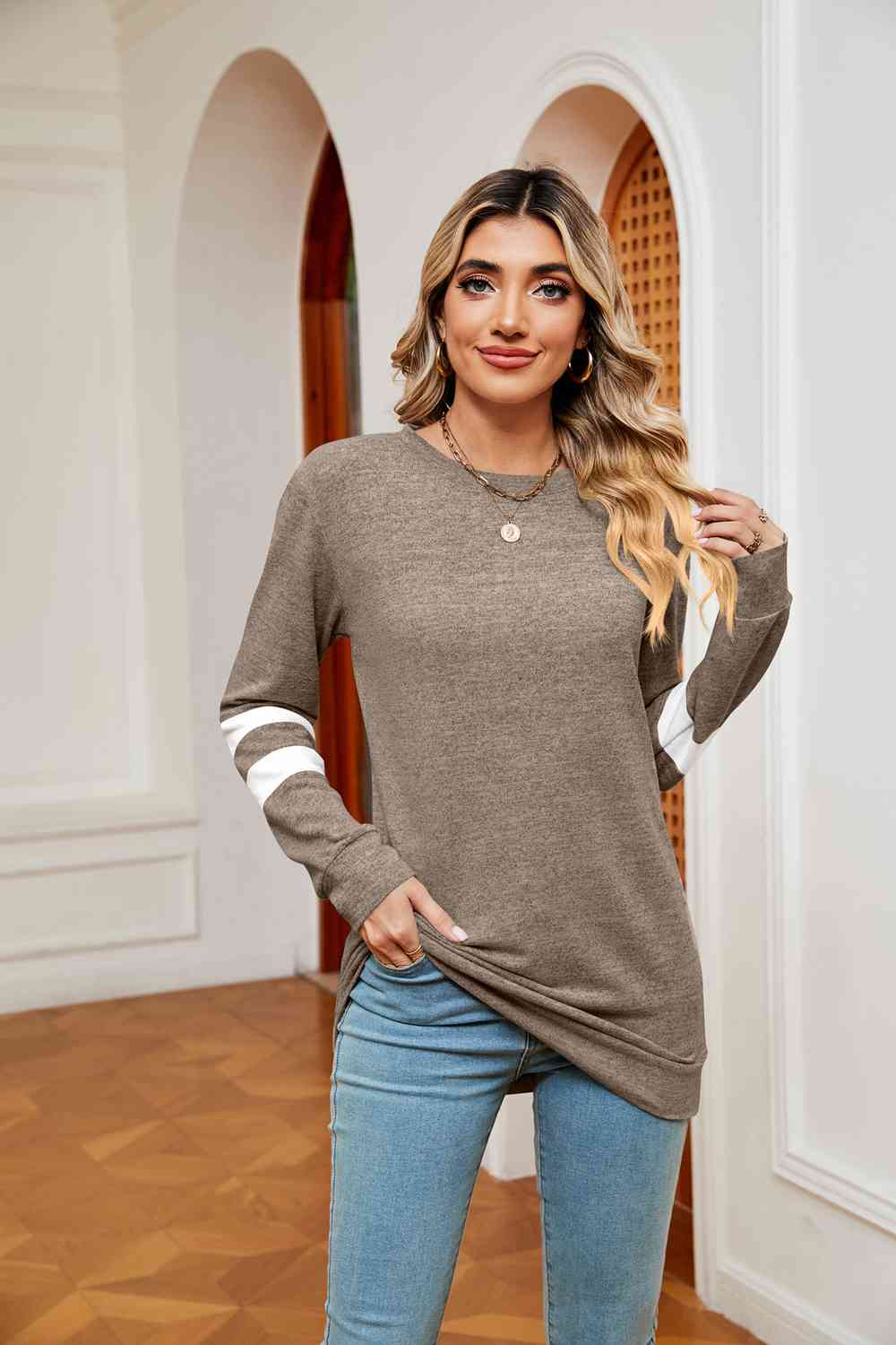 Round Neck Long Sleeve Top