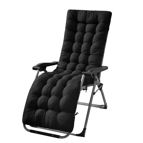 67x22in Chaise Lounger Cushion Recliner Rocking Chair Sofa Mat Deck Chair Cushion - Black