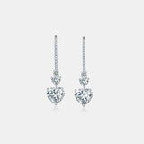 5.44 Carat 925 Sterling Silver Moissanite Heart Drop Earrings