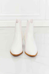 MMShoes Watertower Town Faux Leather Western Ankle Boots in White