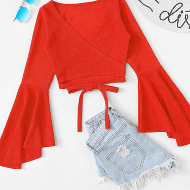Tied Flare Sleeve Top