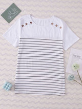 Striped Round Neck Short Sleeve T-Shirt