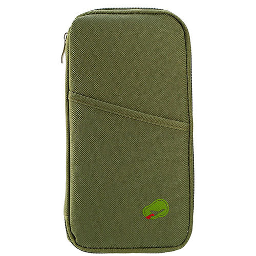 Travel Passport Wallet 12Cells Ticket ID Credit Card Holder Water Repellent Documents Phone Organizer Zipper Case Business Trip Daily Use - Green