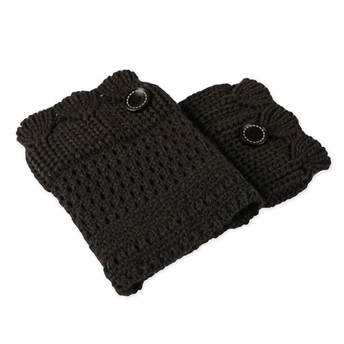 Women Winter Crochet Knit Leg Warmers - Dark Gray