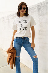 Simply Love Full Size ROCK ＆ LOVE Short Sleeve T-Shirt